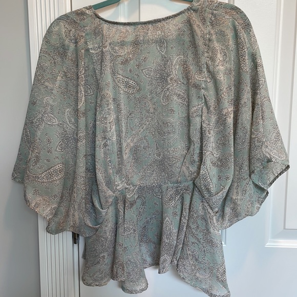 Blu Pepper flowing summer top, teal with beige, size small - Picture 2 of 3